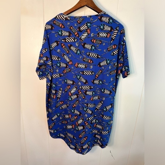 LuLaRoe Women’s Royal Blue Fireworks Irma Top Size XS - Picture 6 of 11